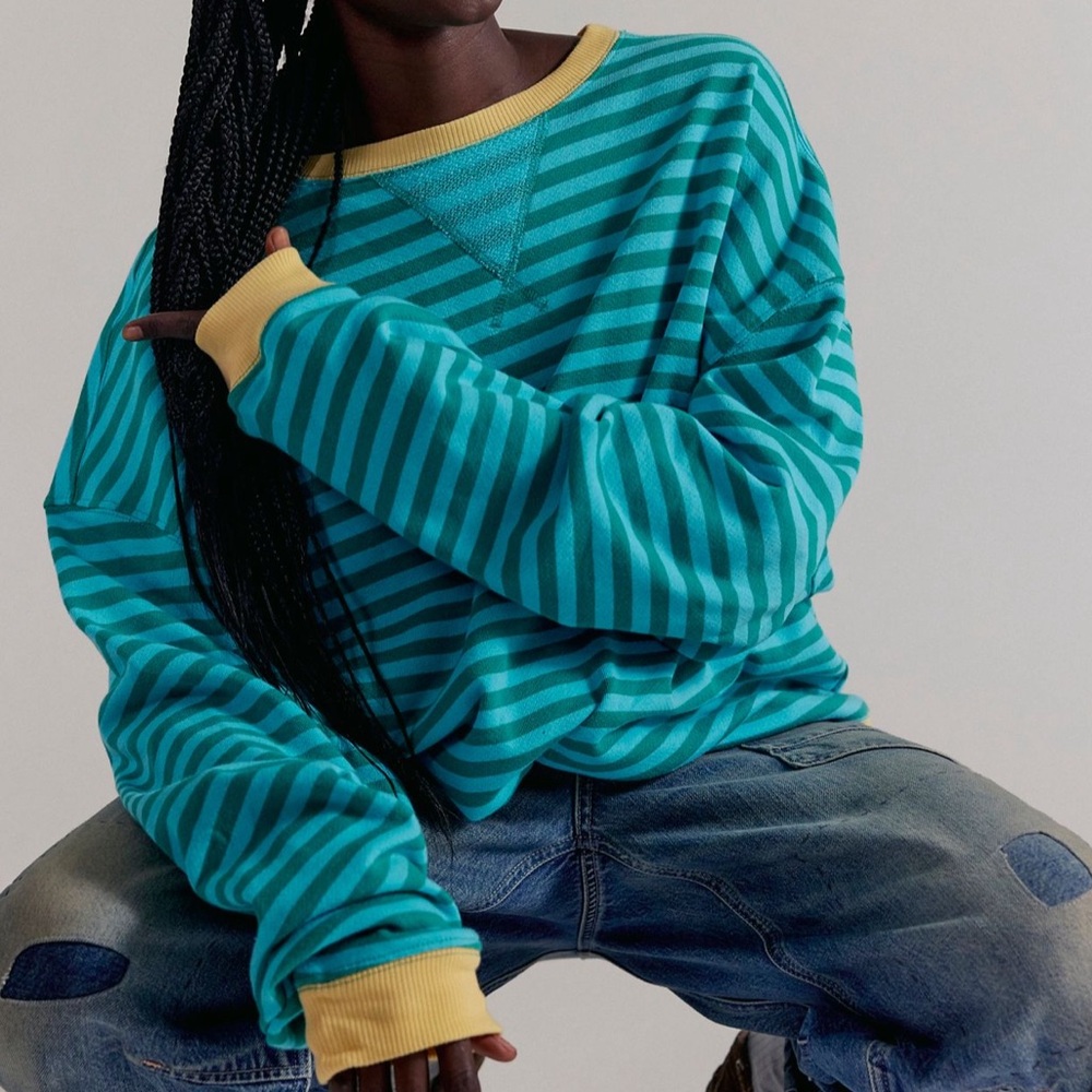 Free People We The Free | Classic Striped Oversized Crewneck | XS - Picture 13 of 16
